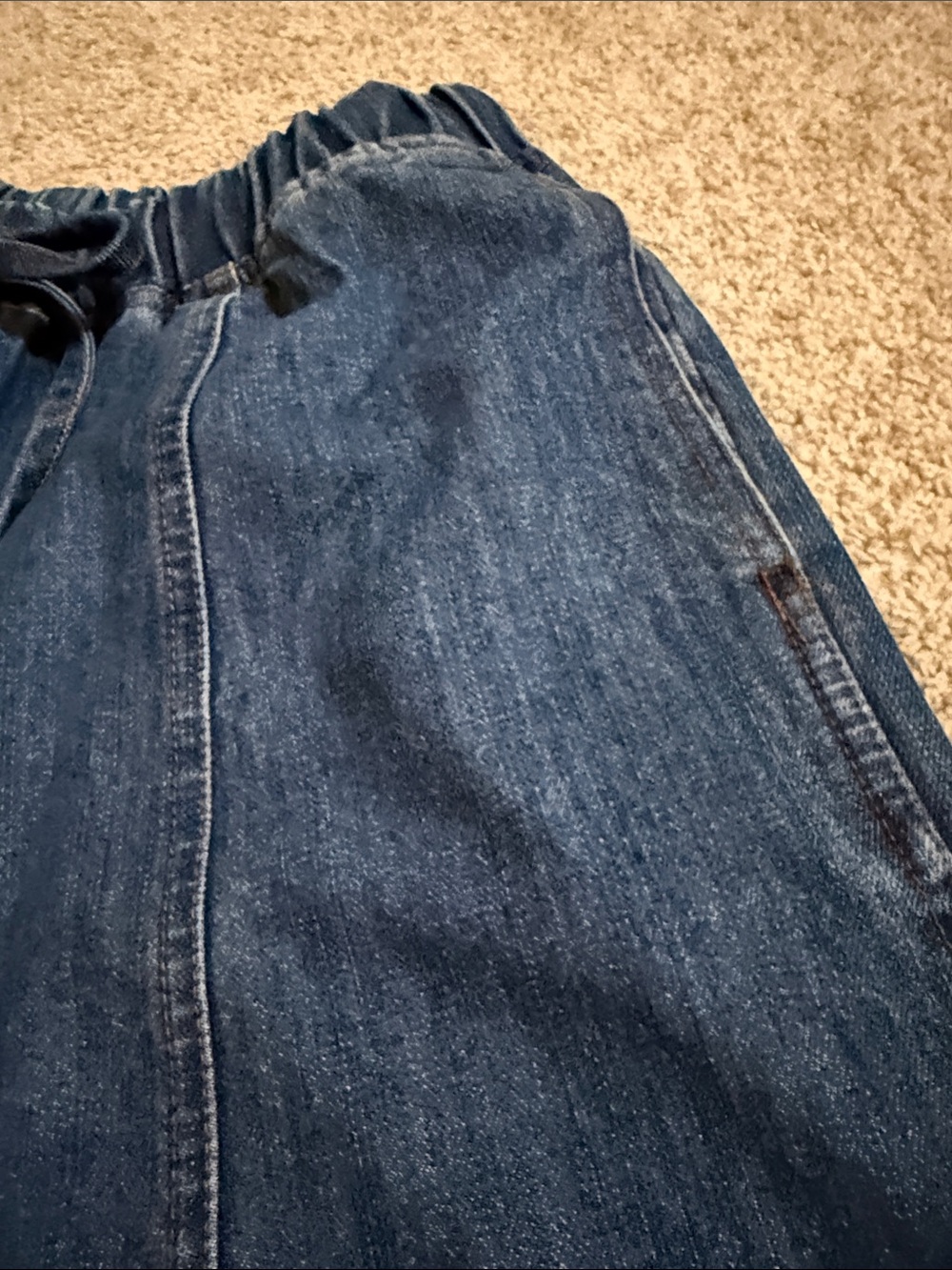 Relaxed Drawstring Womens Jeans - Dark Blue - Picture 3 of 4